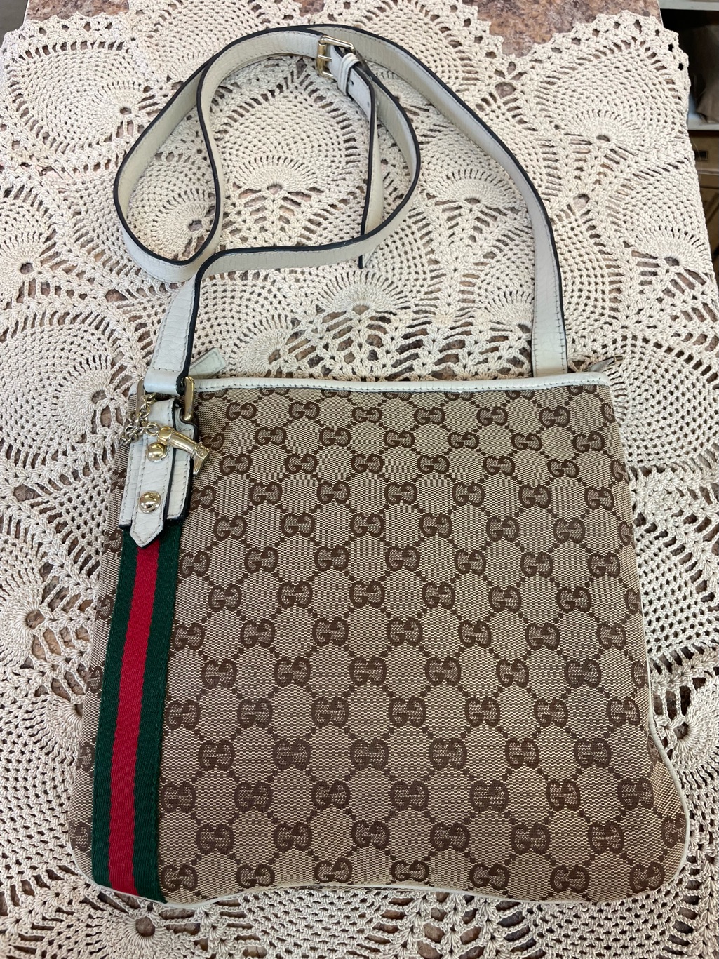 Gucci Jolicoeur Vintage Crossbody Bag Coa Included And Features Beige Gg Canvas